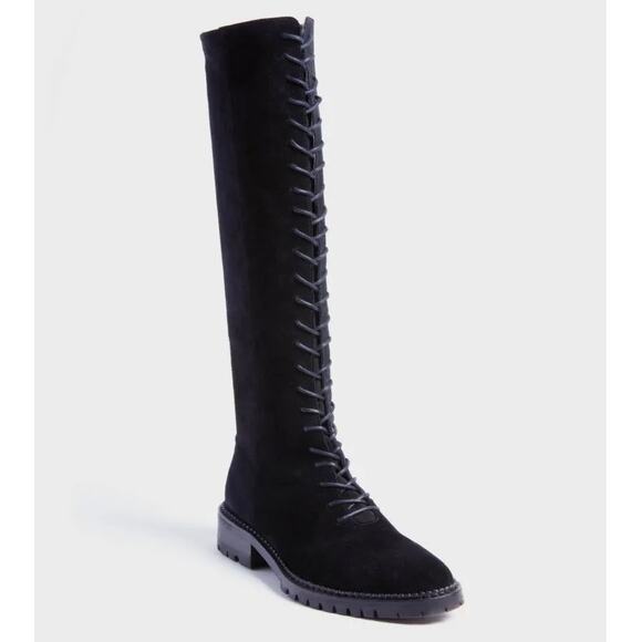 Tuckernuck Black Kyle Lace Up Knee High Suede Leather Lug Boots Size 6 New - Picture 4 of 11